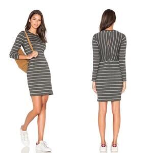 Cupcakes & Cashmere Stripe Malbec Heather Gray Mini Dress Size L